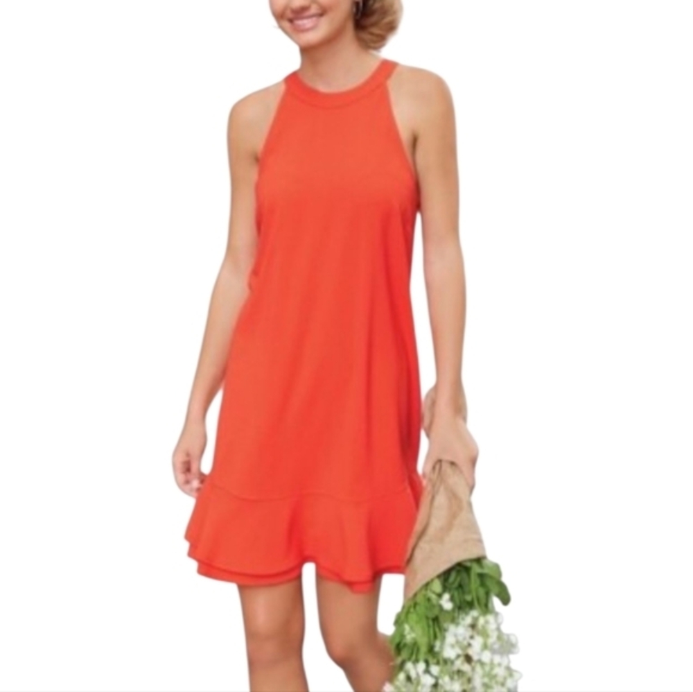 Mud Pie orange Lindsey ruffle sheath dress size small new!!!